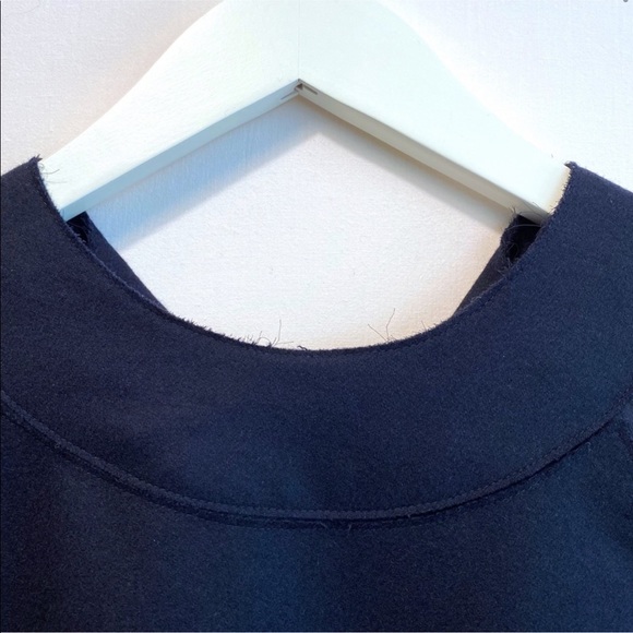 COS Silk Chiffon Top with Bonded Wool Panels in Navy - Picture 7 of 10